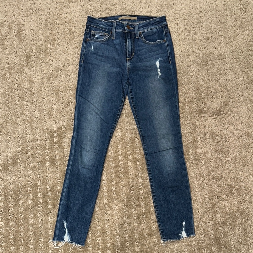 Joes Jeans- Blue Skinny Jeans with Distressed Details and Ankle Zippers